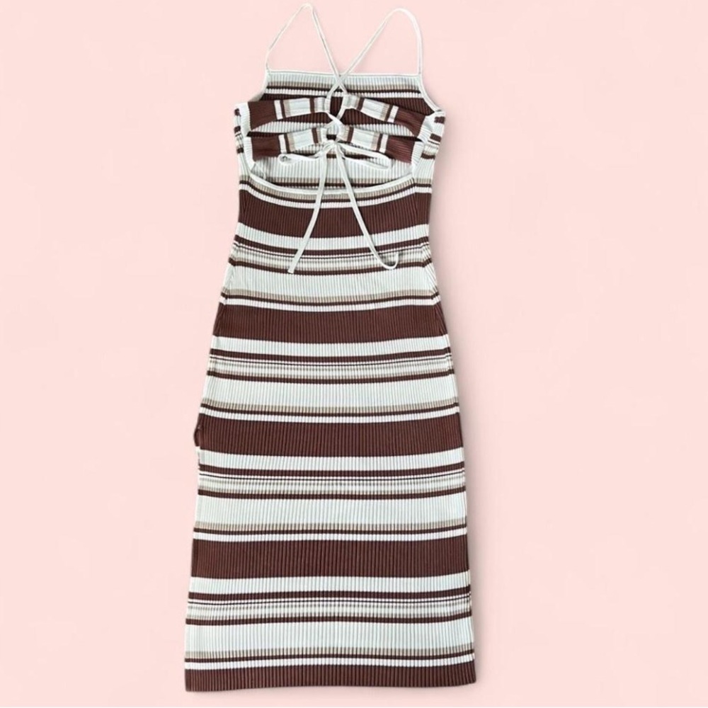 Abercrombie & Fitch Backless Dress in Brown and White Stripes